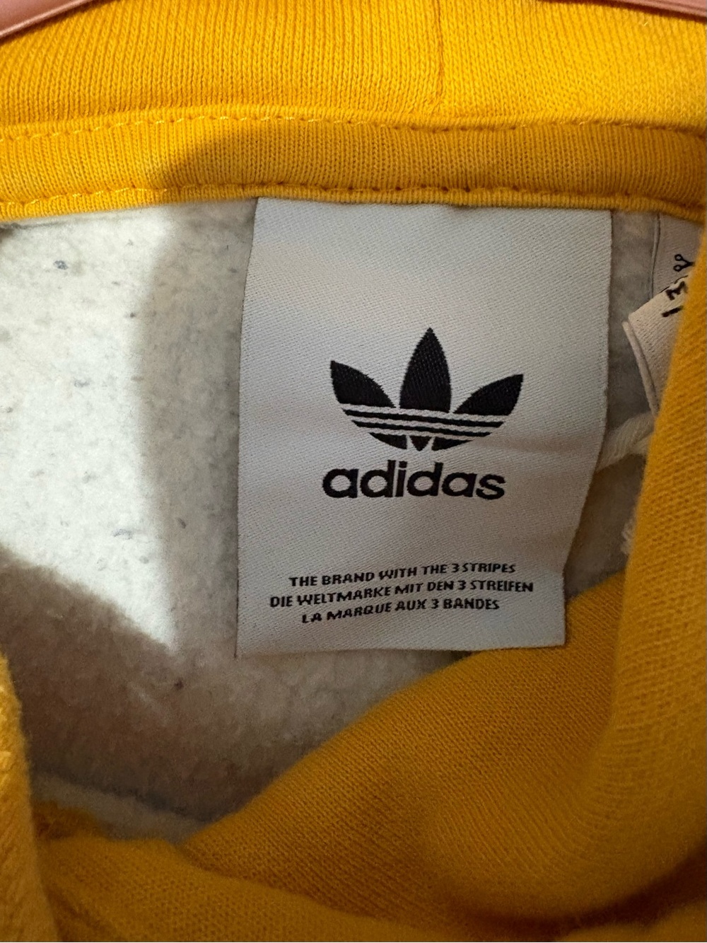 adidas Yellow Hooded Sweatshirt with Trefoil Tag - Picture 3 of 4